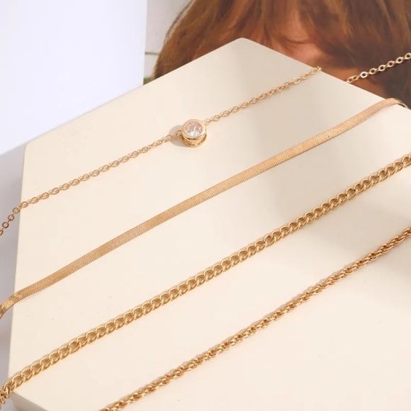 **SAVITA* Gold x Rhinestone Layered Fashion Necklace - Picture 3 of 8